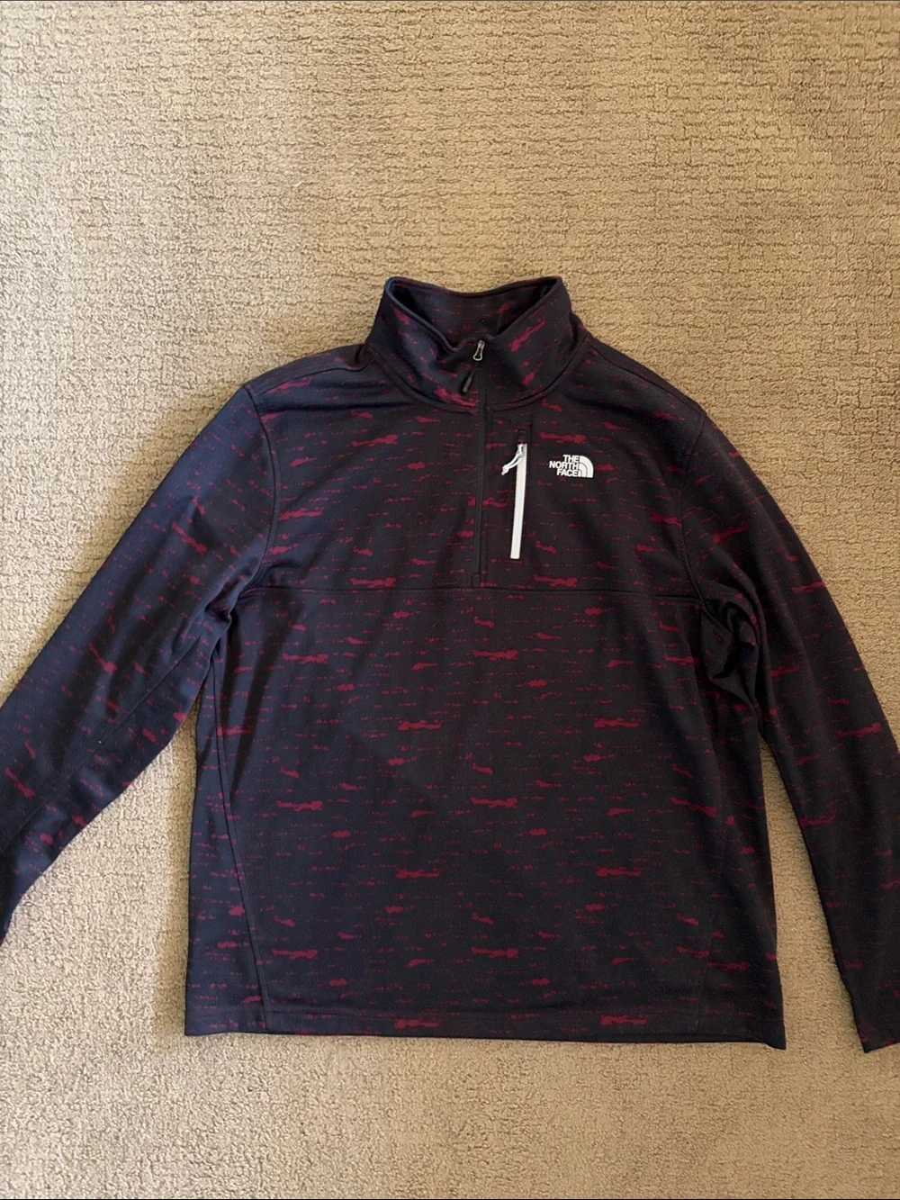 The North Face Black with Maroon Speckle Half-Zip Pullover